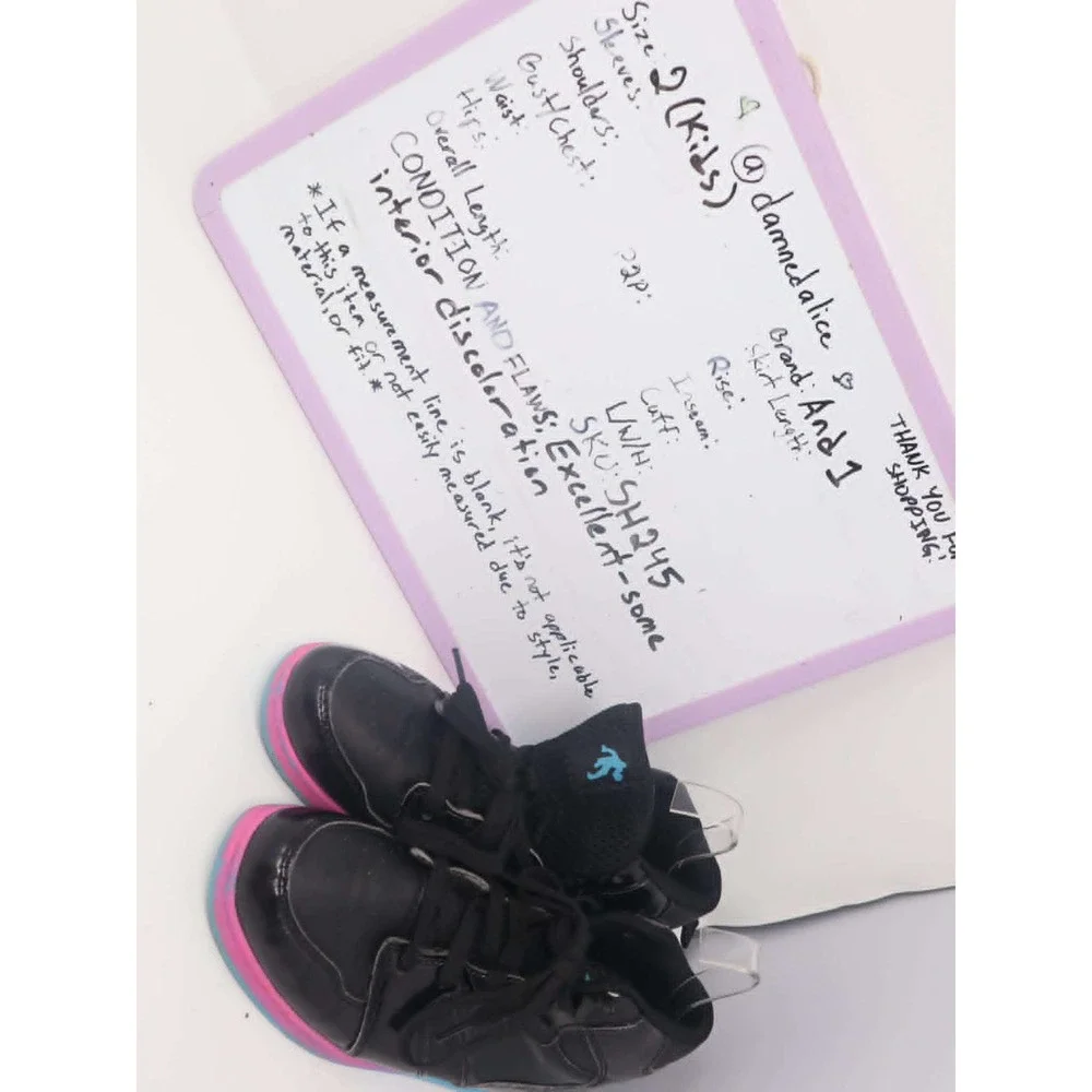 Black High Top Sneakers Sz 2 AND1 Kids Patent Pink Blue Ombre Athletic Shoes